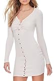 Forever 21 Ribbed Button-Front Mini Dress Cream Small