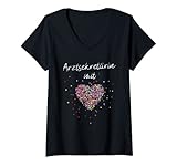 Damen Arztsekretärin mit Herz Arzthelferin Arztpraxis Sekretärin T-Shirt mit V-Ausschnitt