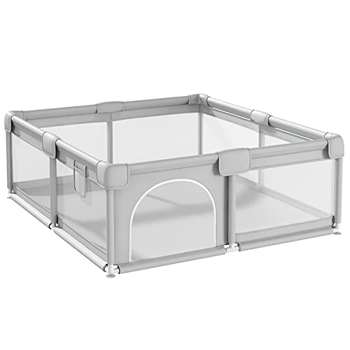 Baby Playpen,with 50 Balls,Baby Fence with Zipper Door and Breathable Mesh,Toddler Safety Playard Crawling Playpen,Indoor Outdoor Kids Activity Center Fence,Portable,68cm High,Grey-160×200cm