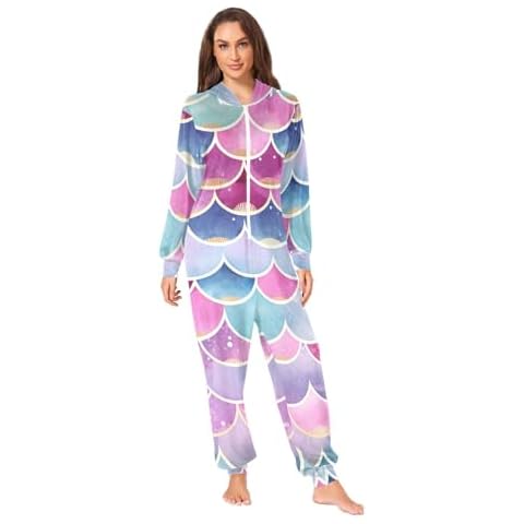 Scales Adult Onesie Pajamas Warm Romper Sleepwear Unisex Adult Onesie Pajamas, Mermaid Scales03 Cover