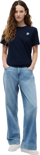 Tommy Hilfiger Damen T-Shirt Kurzarm Script mit Rundhalsausschnitt, Blau (Dark Night Navy), XS – Ansicht 4