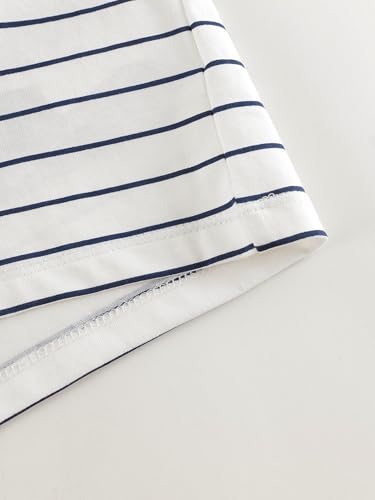 marc & janie Girls Cooling Short Sleeve T-Shirt Comfort Breathable Navy Stripe Crew Neck Tops 550683 7