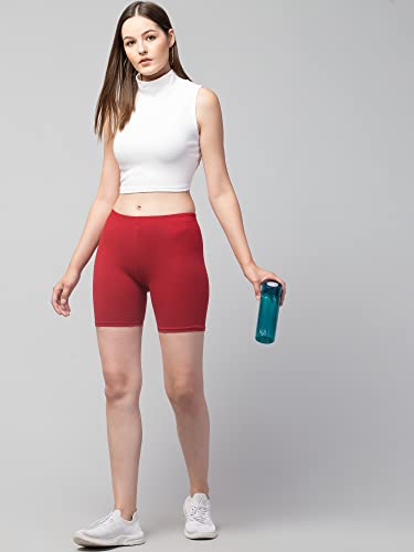 Image of Women's Cycling Shorts - Skin Fit Stretchable Tights for Gym, Sports, Running, Yoga & Layering Under Dresses - High-Waist, Seamless, Moisture-Wicking