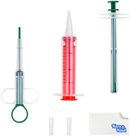 Kare & Kind 3X Pet Pill Feeder – Medicine Dispenser Tool – Syringe Popper for Tablet, Pill, Capsules – Use for Water, Milk Formula, Powder – Ideal for Kittens, Puppies, Dogs, Cats, Newborn Animals