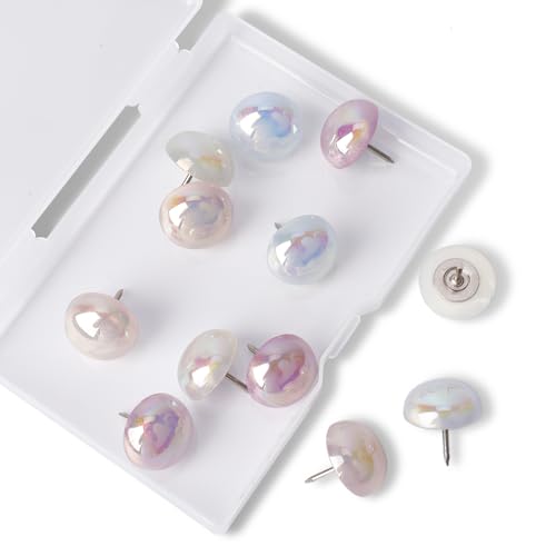 12 Pcs Pearlescent Colorful Push Pins Consisting of 4 Colors Used for Cork Board Walls Home Classrooms Office Accessories and Cute Office Desk Accessories
