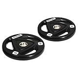 Palestra e Fitness Set di 2 Dischi Pesi da 15 kg per Bilanciere Ø40x5 cm in Acciaio con Rivestimento in Gomma Nero