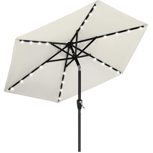 Image of ABCCANOPY Durable Solar Led Patio Umbrellas with 32LED Lights 7.5FT (Light Beige)