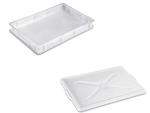 Giganplast Pojemnik do uprawy ciasta z pokrywką, 60 x 40 x 7 (wys.) cm, biały