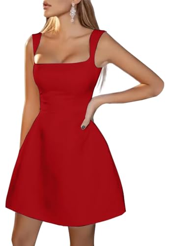 Image of Spaghetti Straps Short Homecoming Dresses Sqaure Neck Satin Mini Cocktail Dress Wedding Party Gowns