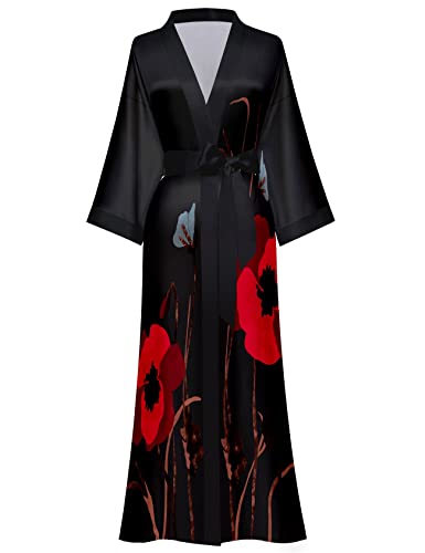Horezsie Women's Long Silk Robes Long Satin Robes Long Kimono