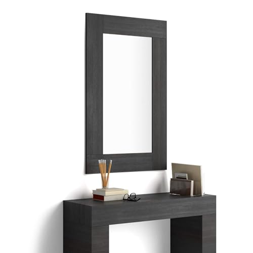 MOBILI FIVER, Espejo de Pared Rectangular Evolution, 118 x 73 cm, Color Madera Negra, Espejo Habitación, Corredor, Entrada, Salon, Made In Italy
