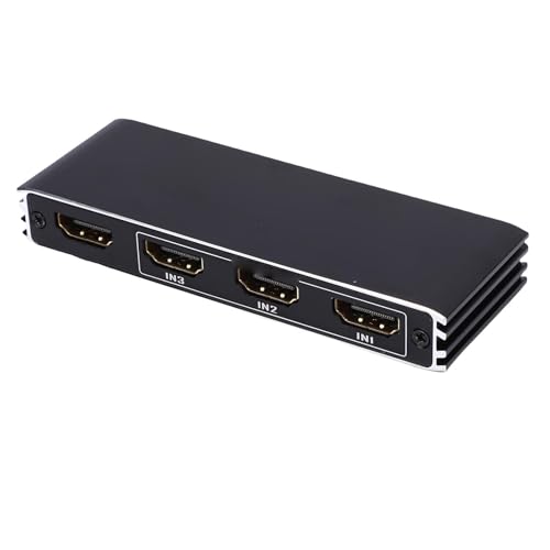 Sxhlseller Conmutador HDMI 3x1 4K 120Hz, Conmutación Automática con Control Remoto, Soporte HDCP 2.3 y HDR, Plug and Play para PC a Monitor de TV, Carcasa de Aleación de Aluminio