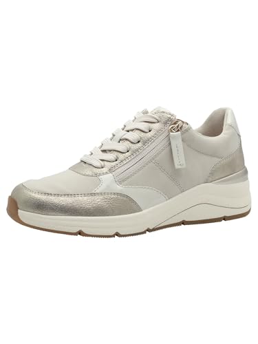 Jana dam platt med dragkedja, veganska sneakers, beige guld, 40 EU, Beige guld, 40 EU