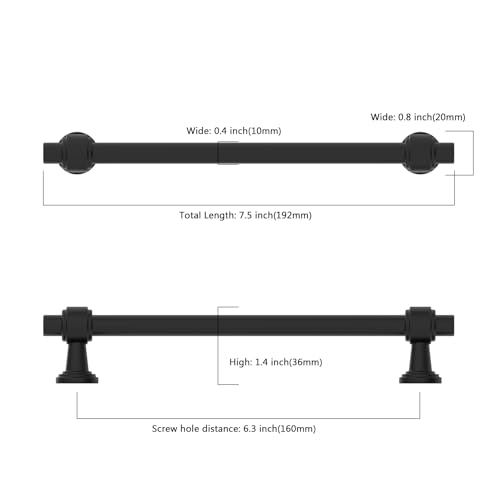 Image of 10 Pack 6.3 inch(160mm) Matte Black Cabinet Pulls Kitchen Cabinet Handles Black Cabinet Hardware Drawer Pulls for Cupboard CK0081