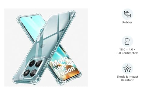 Image of Lustree Back Cover Transparent Case Compatible with Motorola Edge 60 Fusn | Clear TPU Shockproof Case with Four Corner Protection & Raised Camera Guard | Slim Protective Cover