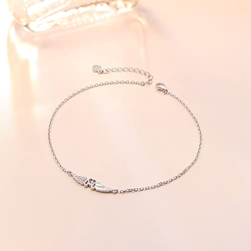 Image of FLYOW S925 Sterling Silver Anklet for Women Summer Boho Beach Charm Adjustable Foot Ankle Bracelet Jewelry Birthday Gift