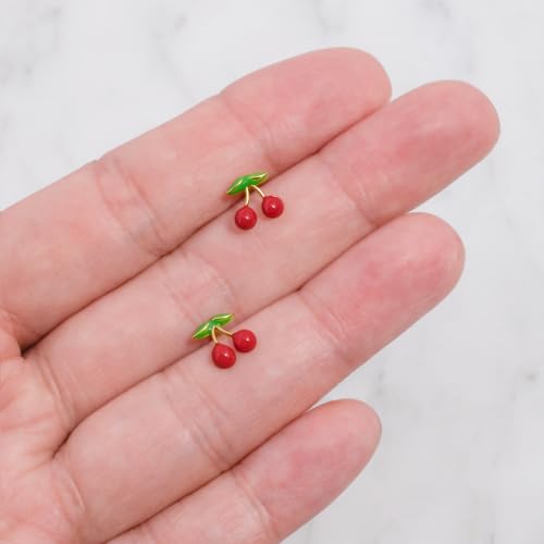18K Gold Dipped Fruit Stud Earrings - Cute Everyday Post Studs for Women - for Her4
