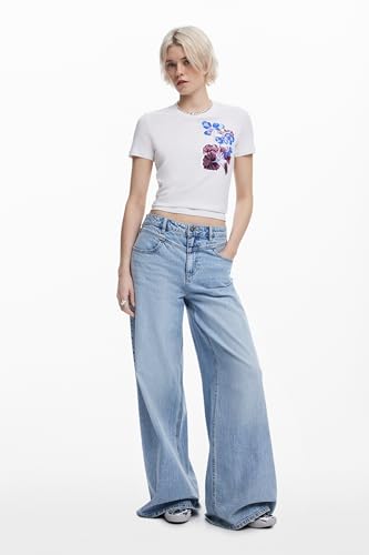 Desigual Damen 25swtk48 T-Shirt, Weiß, S EU – Ansicht 4