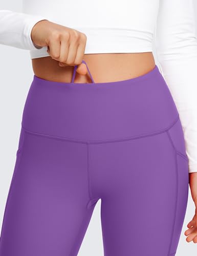 Image of CRZ YOGA Fleece Lined Leggings Pockets 25'' - Thermal High Waisted Casual Lounge Workout Womens Yoga Pants Winter Warm