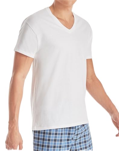 Hanes Mens Moisture-Wicking V-Neck Undershirt 3-Pack, XL, White