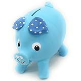 Bien embalado Hucha cerdito AZUL de barro artesanal 25 x 14 x 15cm de alto