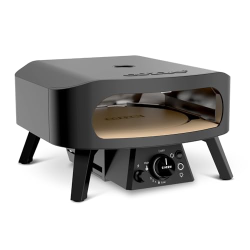 Cozze® 13 Pizzaofen Gas Schwarze Edition mit rotierender Pizzastein Ø34,5 cm - 600°C, Pizza in 2 Minuten