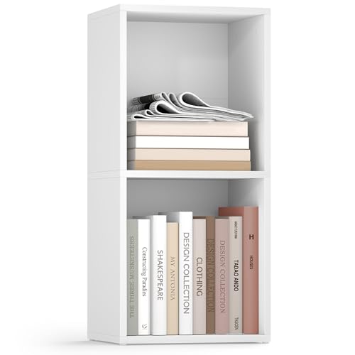 VASAGLE CUSTOS Collection - Bookshelf 2-Tier Bookcase Book Shelf Open Storage Shelf 9.4 x 11.8 x 25.2 Inches for Living Room Home Office Dining Room Cloud White ULBC432W01
