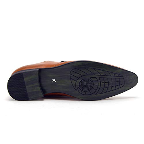 Jazame Men's 98105 Urban Pointed Toe Slip On Belted Loafers Dress Shoes4