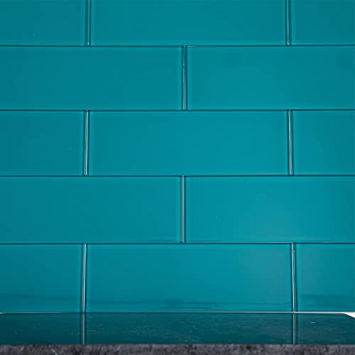 Adedeo Glass Subway Tile 4 X 12 Inch Dark Teal For Kitchen Backsplash Bathroom Wall Pack Of 12 Sheets #TOP4