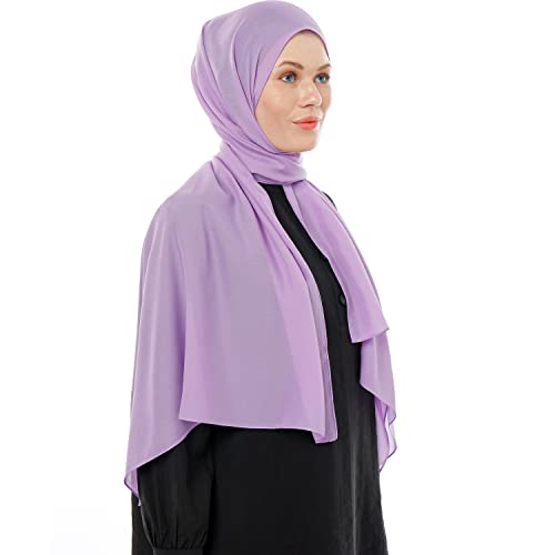 Hijab Chiffon Ligero para Mujer   Elegante Hijab Gasa Islámico   Pañuelo Musulmán Transpirable   Sasa Suave y Sedosa Pañuelo   Chal Chiffon Para Damas   Bufanda Accesorio Islámica (Morado Claro)