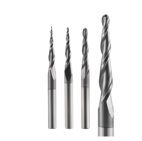 Brocas de grabado CNC punta bola en espiral HRC56 y fresas cónicas de 3.175mm para relieve 5
