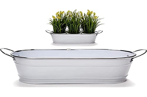 Ibergarden S3605592 Jardinera, Blanco/Plata, 32.5 x 10.5 x 11 cm