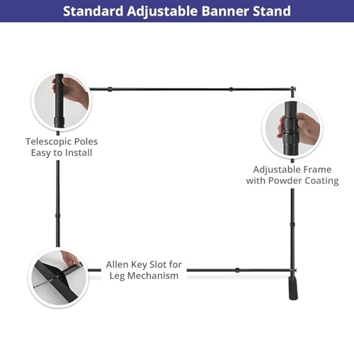 BannerBuzz Adjustable Banner Stand with Carrying Bag, Step and Repeat Backdrop Stand for Photo Booths, Trade Shows, Birthday Parties, Studios, Weddings, Special Events (Hardware Only, 10' W 8'H) - Thumbnail 6