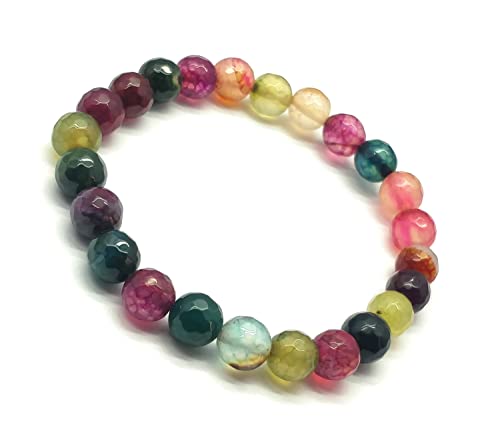 Bracelet pierres fines LKBEADS calcédoine véritable taillée main