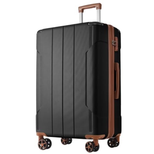 Luggage Set 3 Pieces, Hard Shell ABS Lightweight and Durable with Dual Spinner Wheels 20/24/28 Inch (Black Brown)2