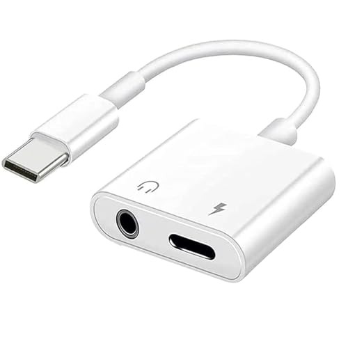 USB C to 3.5mm Headphone and Charger Adapter,2 in 1 USB C to Aux Jack Dongle Cable Cord with PD Fast Charging for iPhone 15 Pro MAX Plus,Samsung Galaxy S22 S23 S24 Ultra,Note 20