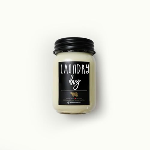Image of Milkhouse Laundry Day Scented Soy Candle, 13 oz Mason Jar, 70+ Hr Burn