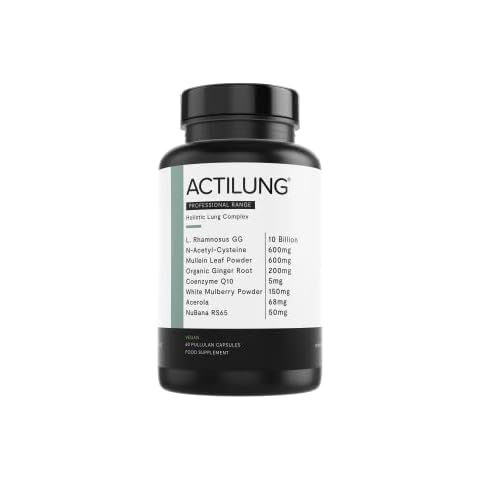 ActiLung | 60 Pullulan Capsules | Lung Detox | 600mg N-Acetyl-Cysteine | NAC Supplement | Anti-Inflammatory | Vegan | Respiratory Cleanse | 10 Billion L. Rhamnosus GG | Made in The UK Cover