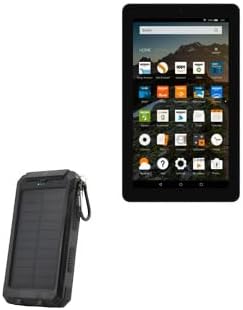 BoxWave Power Bank Compatible with Amazon Fire 7 7th Gen 2017 - Solar Rejuva PowerPack 10000mAh, Solar Powered Backup Power Bank 10000mAh - Jet Black