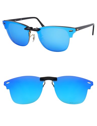 Polarized Clip-on Sunglasses for Ray-Ban Clubmaster RB5154 51-21 for Men Women UV Protection-Ice Blue