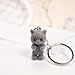 Cute Cat Keychain Fluffy Gray Kitten Animal Resin Key Chain Ring Purse Bag Backpack Charm Earbud Case Cover Accessories Pet Lovers Women Girls Gift (Grey)