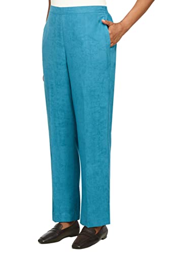 Alfred Dunner Women's Suede Average Length Pant (Teal, 18 Average)2