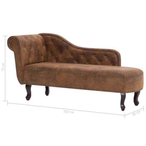 Image of Lazy Couch and Reclining Sofa /Recliner Chaise Longue /Fabric recliners /for Bedroom /Living Room /Office Reception Recliner Lounge Sofa and Armchair (Sued Brown Leatherette)