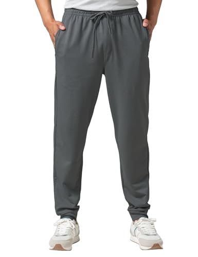Image of DAMENSCH Men Mid Rise Regular Fit Cotton Blend Solid Moisture Wicking Antimicrobial Zipper Pocket Super Comfortable Baby Terry Lounge Joggers