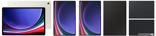 Image of Samsung Galaxy Tab S9 Ultra, RAM 12 GB, ROM 256 GB, Wi-Fi Tablet, Beige with S9 Ultra Screen Protector & S9 Ultra Book Keyboard, Black & S9 Ultra Notepaper Screen, White & S9 Ultra Book Cover, Black