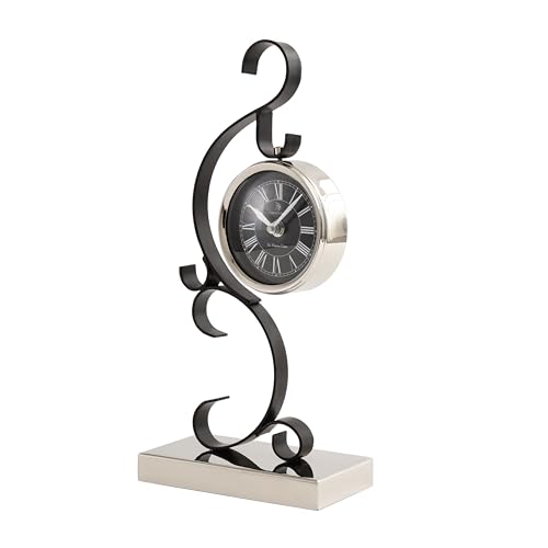 Image of Decor de Maison Handcrafted Stellar Mirage Luxury Table Clock for Livingroom,Bedroom,Studyroom | Desk /Table Clocks for Home Decor | Silent Analog Table Clock | Best for Gifting | Silver & Black