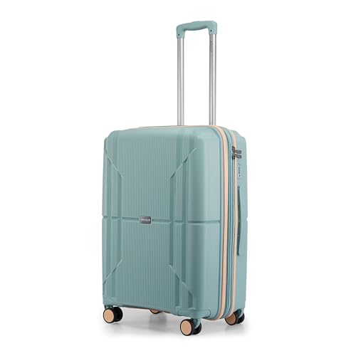 Image of Provogue Lumina Hard-Sided PP 65 Cm Trolley Bags for Travel Medium Size | Expandable Luggage Suitcase with 8 Wheels | Combination Lock | 5 Year Warranty (Turquoise Blue)