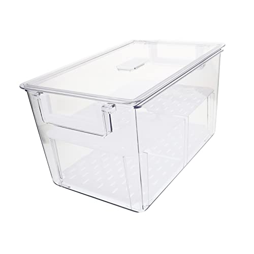 AUTSUPPL 透明冷蔵庫収納ボックス 食品保存ケース コンパートメントプラスチック製 野菜 果物 卵収納 オーガナイザー 冷凍食品用 用