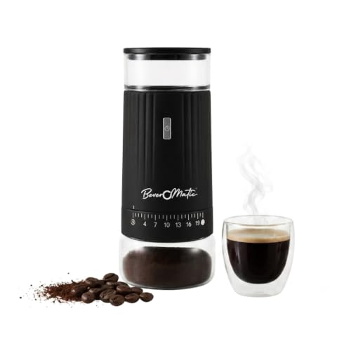 Image of Rechargeable Electric Coffee Grinder | 19 Grind Settings, Ceramic Conial Burr, Stainless Steel Housing, 60 Grams Bean Capacity,1600 MAH Battery, Auto Cut Off