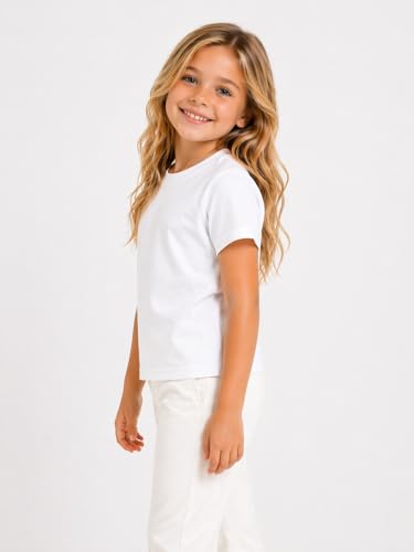 Image of DYCA by Bodycare Girls Solid Cotton T-Shirt, Round Neck Half Sleeves, Casual Regular Fit, Comfortable Tshirt for Kids